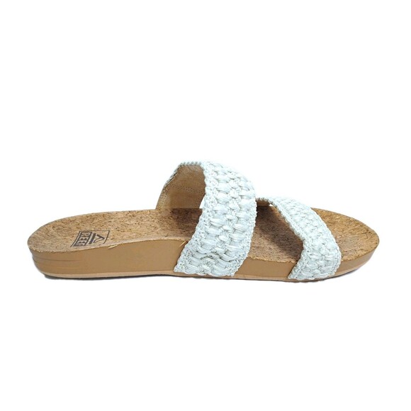 REEF Women's 10 Cushion Vista Thread Sandals Cork Braided White Brown Beach Pool - Picture 6 of 10